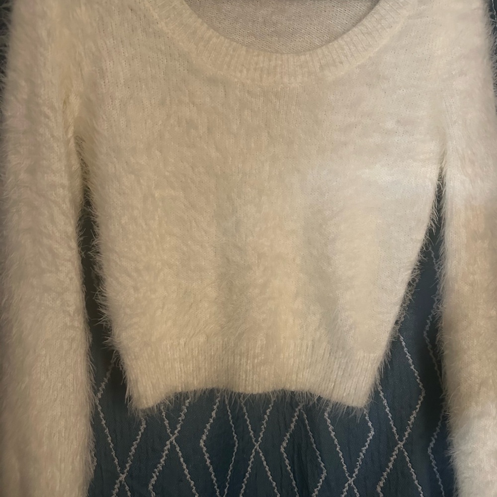 Cozy White Fuzzy Sweater